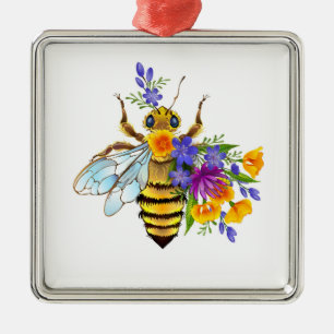 Flower bee with wild plants metal tree decoration