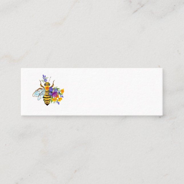 Flower bee with wild plants mini business card (Front)