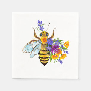 Flower bee with wild plants napkin