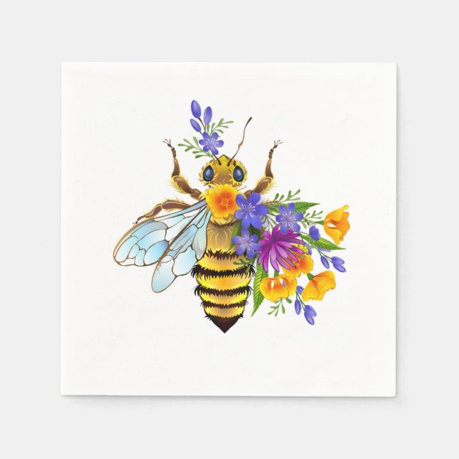 Flower bee with wild plants napkin (Front)