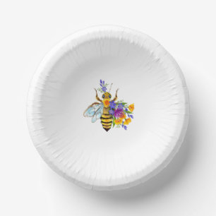 Flower bee with wild plants paper plate