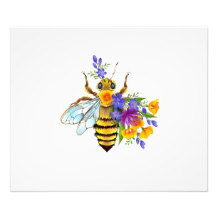 Flower bee with wild plants photo print