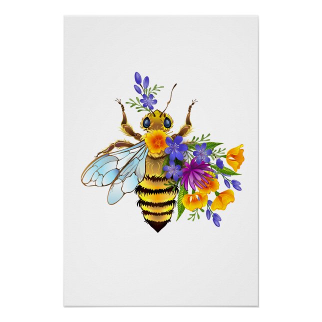 Flower bee with wild plants poster (Front)