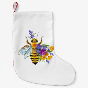 Flower bee with wild plants small christmas stocking