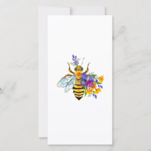 Flower bee with wild plants thank you card