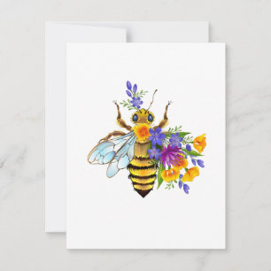 Flower bee with wild plants thank you card