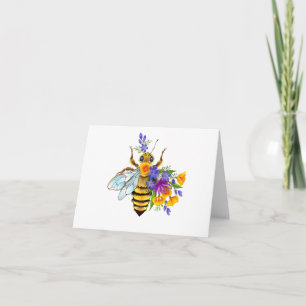 Flower bee with wild plants thank you card