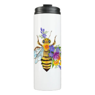 Flower bee with wild plants thermal tumbler