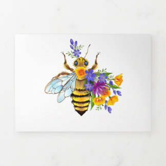 Flower bee with wild plants Tri-Fold invitation