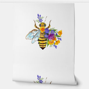 Flower bee with wild plants wallpaper