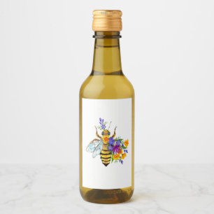 Flower bee with wild plants wine label