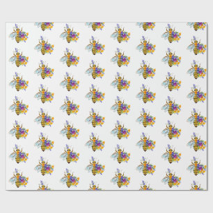 Flower bee with wild plants wrapping paper
