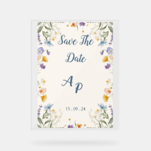 Flower Beige Invitation For Wedding Acrylic Sign