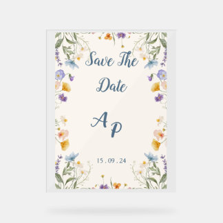 Flower Beige Invitation For Wedding Acrylic Sign