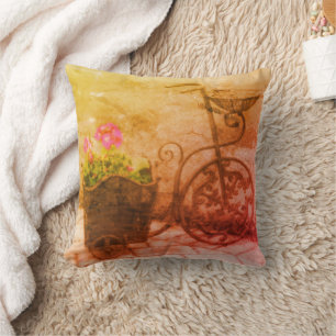 Flower Bicycle Abstract Grunge  Cushion