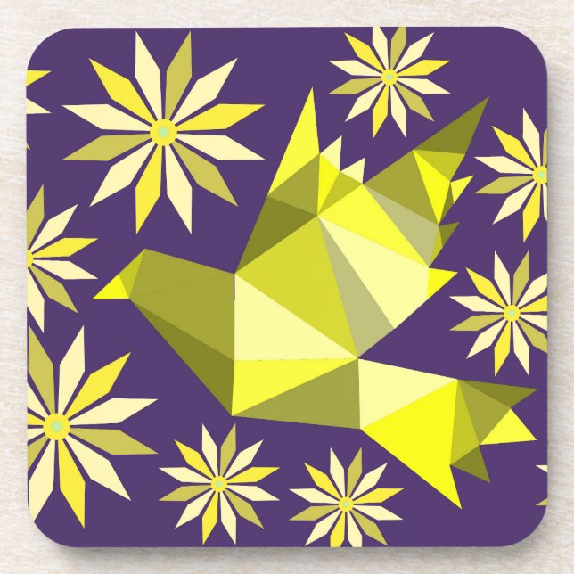 FLOWER BIRD  BEVERAGE COASTER (Front)