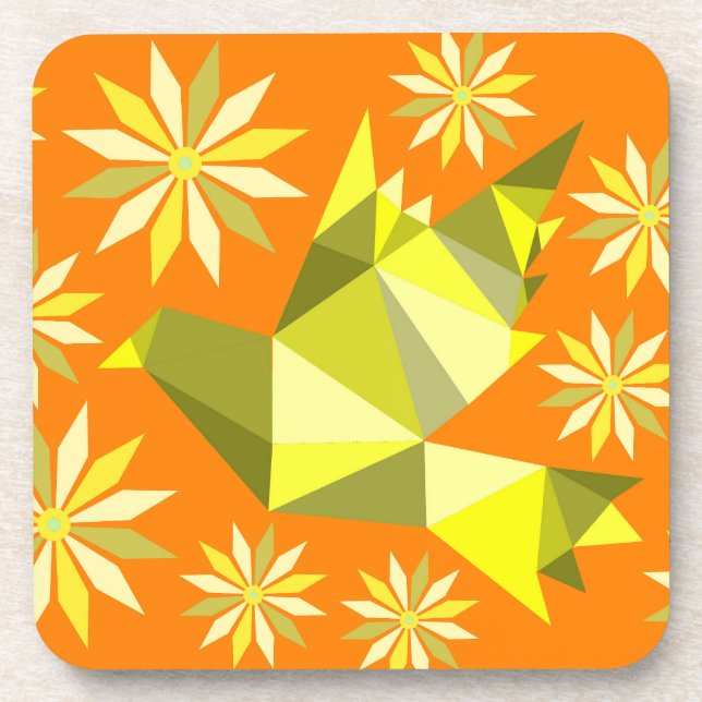 FLOWER BIRD  BEVERAGE COASTER (Front)