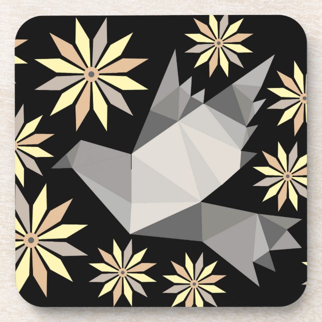 FLOWER BIRD  BEVERAGE COASTER (Front)
