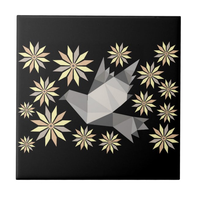 FLOWER BIRD DECORATIVE CERAMIC TILE (Front)