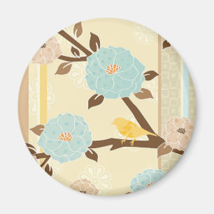 Flower Bird Design Magnet