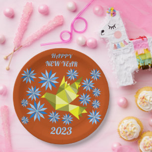 FLOWER BIRD NEW YEAR 2023, PARTY PAPER PLATE