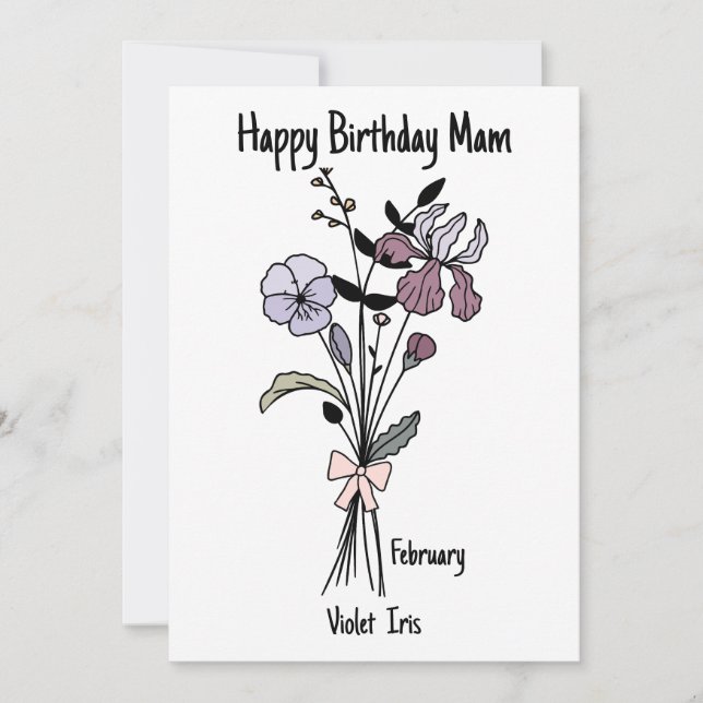 Flower Birthday Card For Mam (Front)
