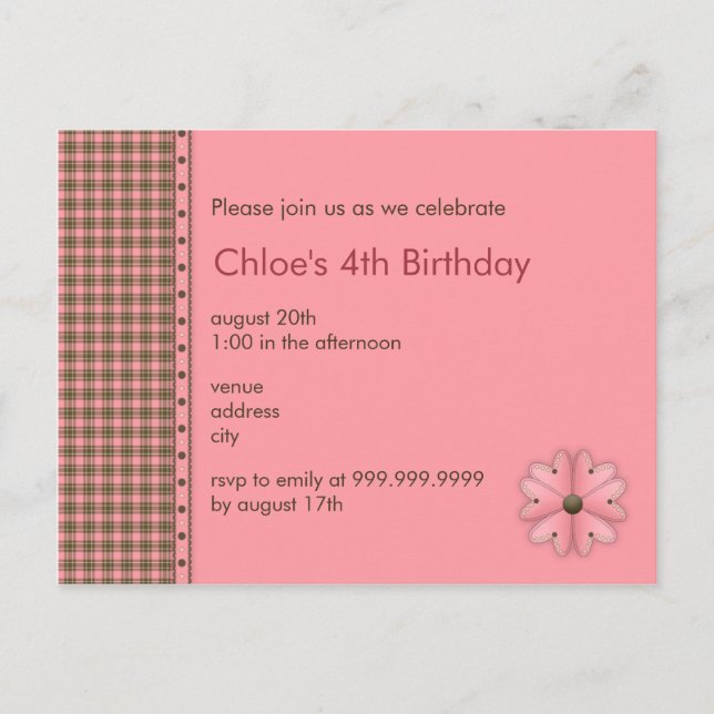 Flower • Birthday Invitation Postcard (Front)