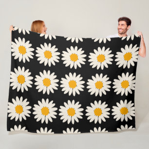 Flower Black 60x80 Fleece Blanket