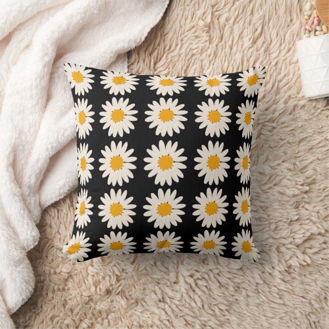 Flower Black  Cushion (Blanket)