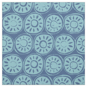 flower block blue fabric