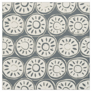 flower block ivory pewter fabric