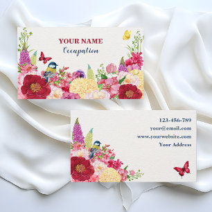 Flower bloom bird butterfly business card