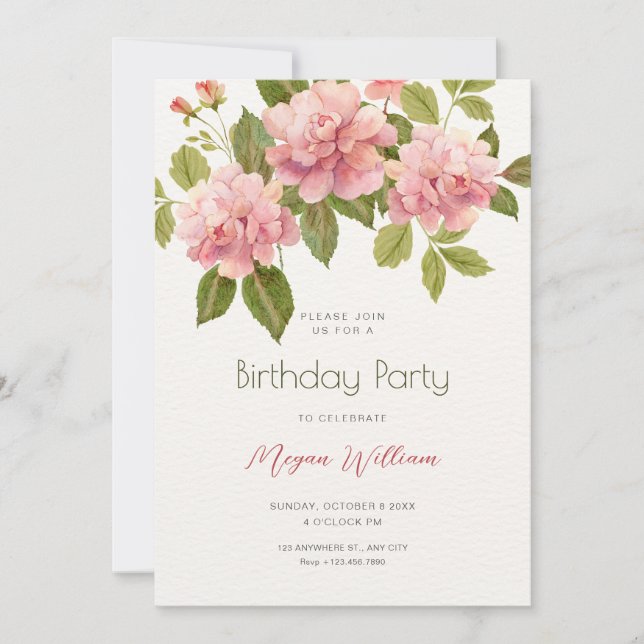 Flower bloom birthday invitation (Front)