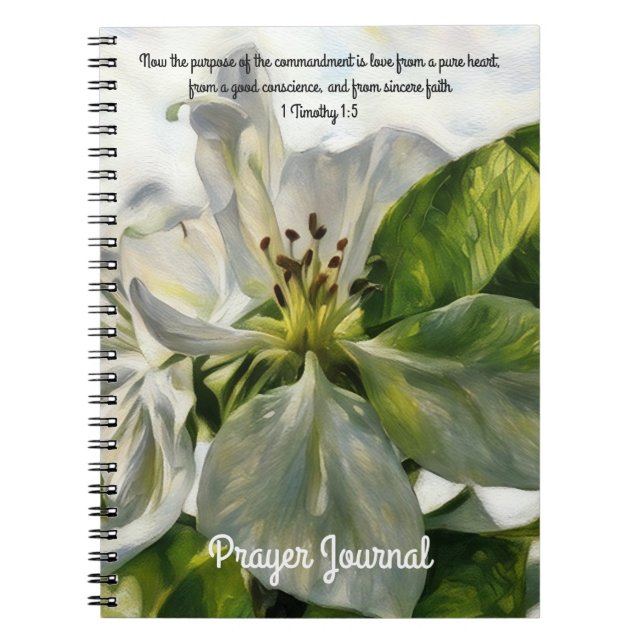 Flower Blossom Art Prayer Journal Bible Verse  (Front)