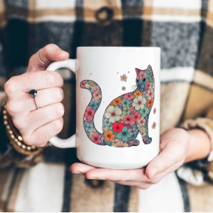 Flower Blossom Cat, Flowers and Cat, Flowers, Cat Coffee Mug