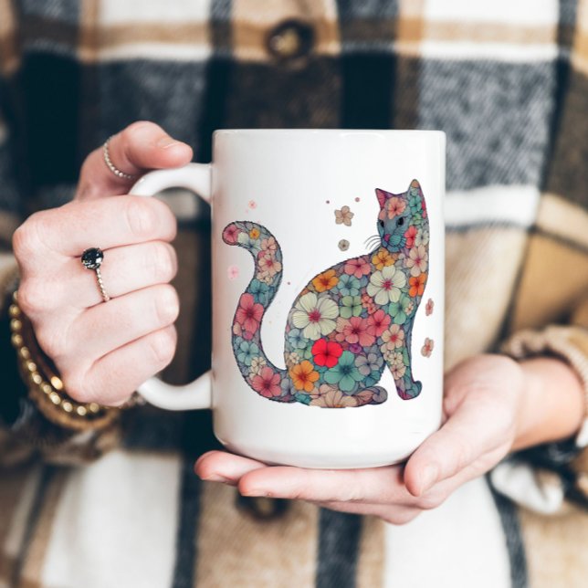 Flower Blossom Cat, Flowers and Cat, Flowers, Cat Coffee Mug (Creator Uploaded)