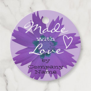 Flower Blossom Made with Love Pastel Purple Lilac Favour Tags