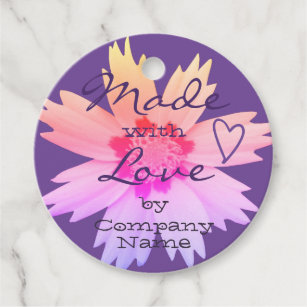Flower Blossom Made with Love Pink Purple Lilac Favour Tags