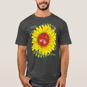 Flower Blossom Red Berry Gardener Strawberry Sunfl T-Shirt