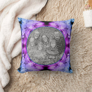Flower Blossoms Abstract Tinted Add Your Photo Cushion