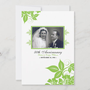 Flower Blossoms Anniversary Party Invite (green)