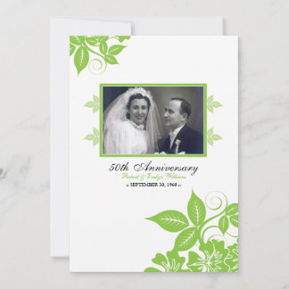 Flower Blossoms Anniversary Party Invite (green)