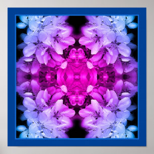 Flower Blossoms Black And White Abstract Tinted  Poster