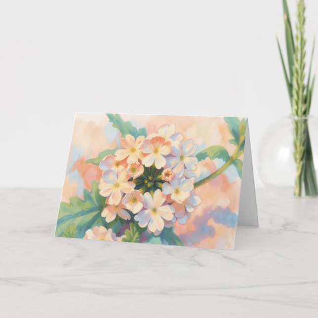 Flower Blossoms Watercolor Art Note Card (Front)