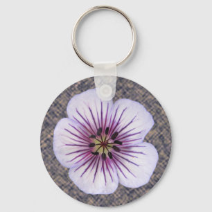 Flower Blue Geranium Photo Key Ring