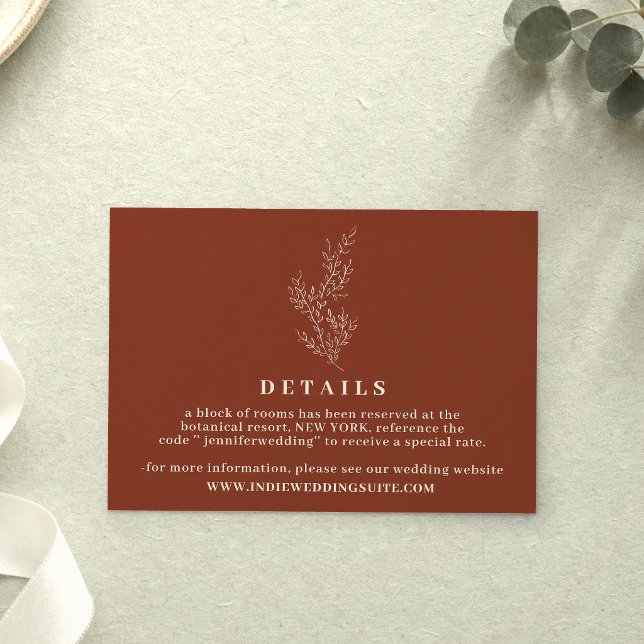 Flower Boho Terracotta wedding Details burnt Invitation (Creator Uploaded)