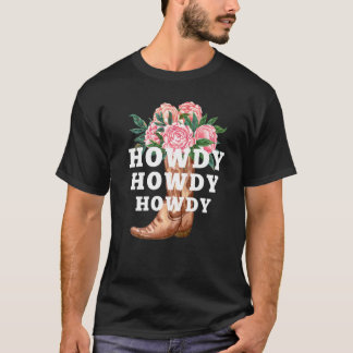 Flower Boots Howdy Western Country Cowgirl Premium T-Shirt