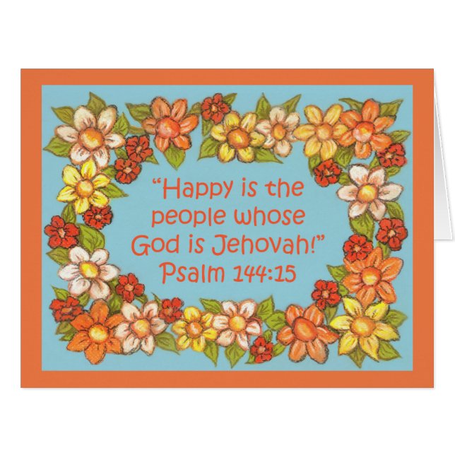 Flower Border~Happy People-God Jehovah~Scripture (Front Horizontal)