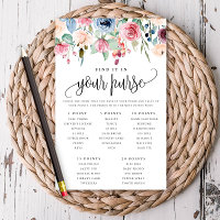 Flower Border Purse Scavenger Hunt Game Paper Card