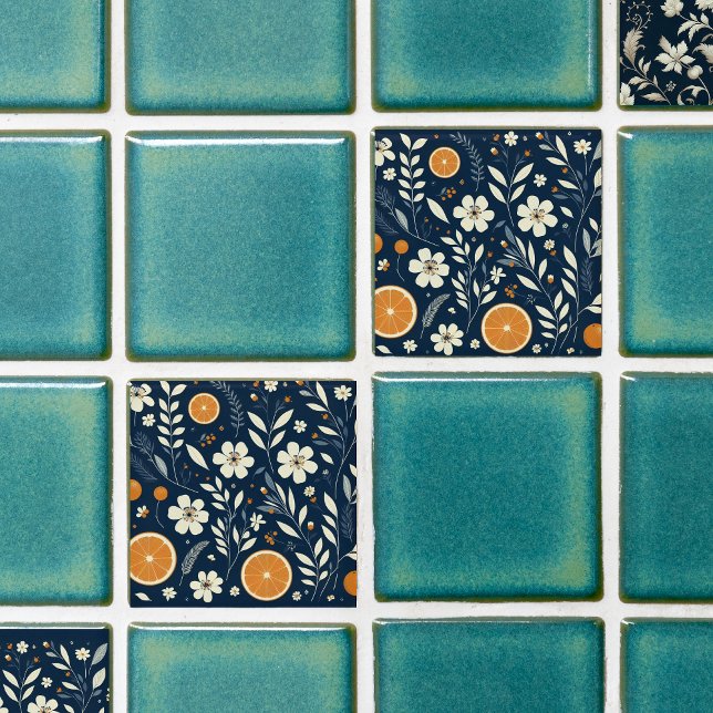 flower botanical blue tile (Creator Uploaded)